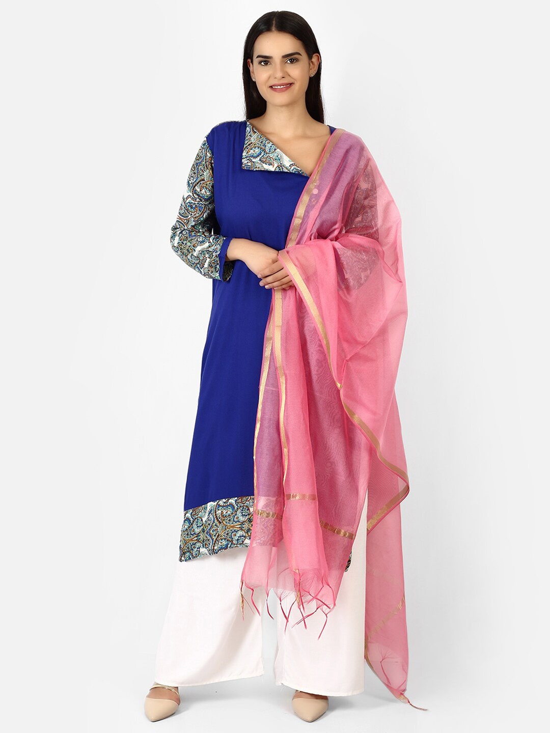 

amraoo Art Silk Dupatta With Zari, Pink