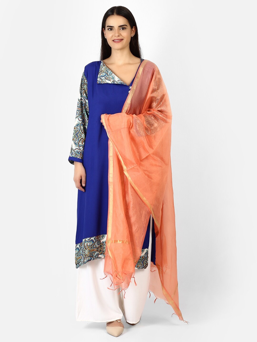 

amraoo Art Silk Dupatta With Zari, Peach