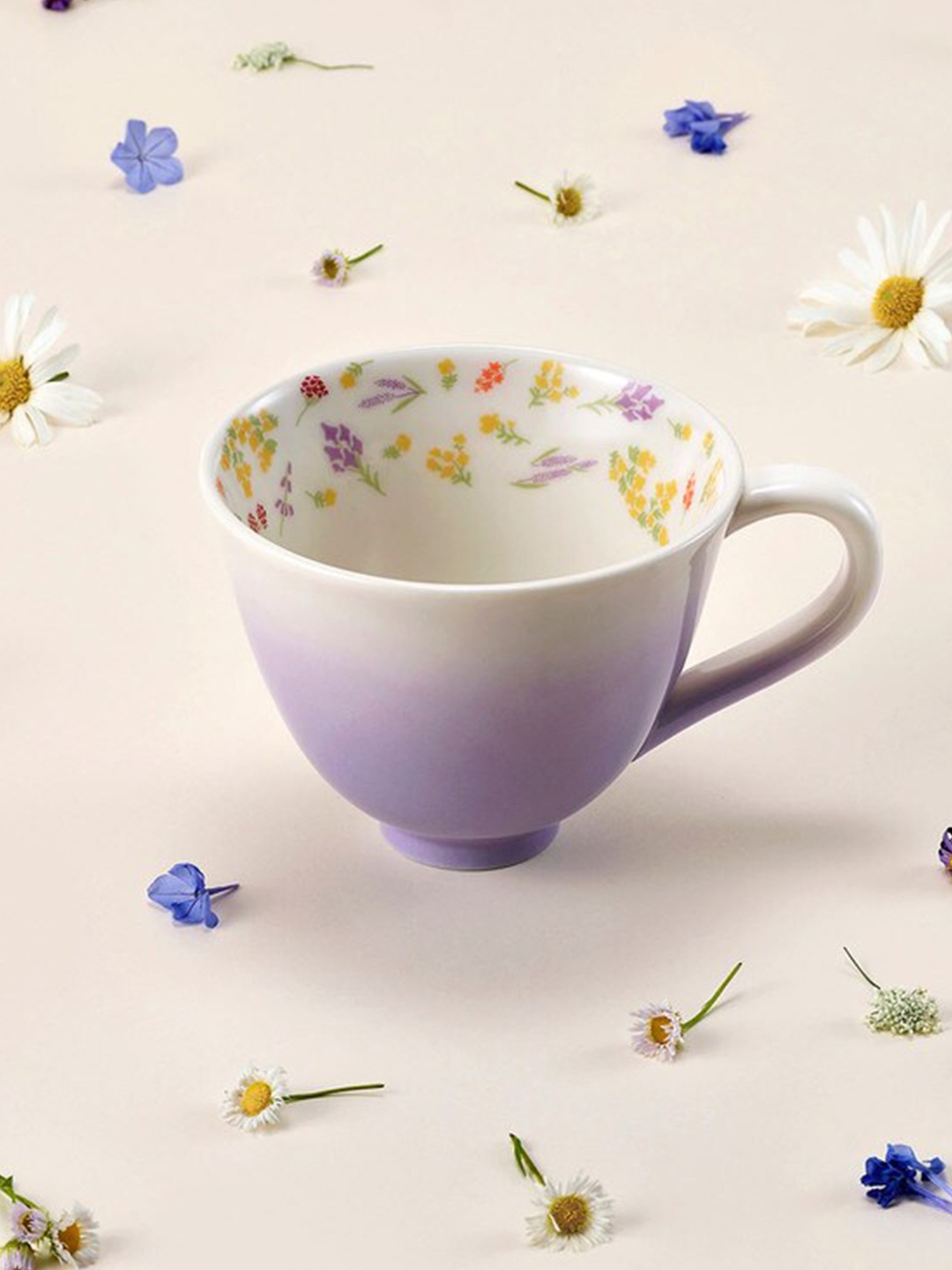 

Starbucks White & Purple Floral Printed Ceramic Glossy Mugs Set of Cups and Mugs