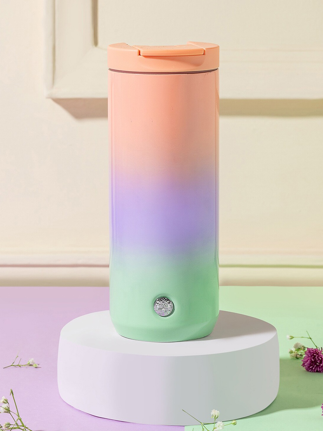 

Starbucks Peach-colored & Purple Colourblocked Stainless Steel Glossy Tumbler