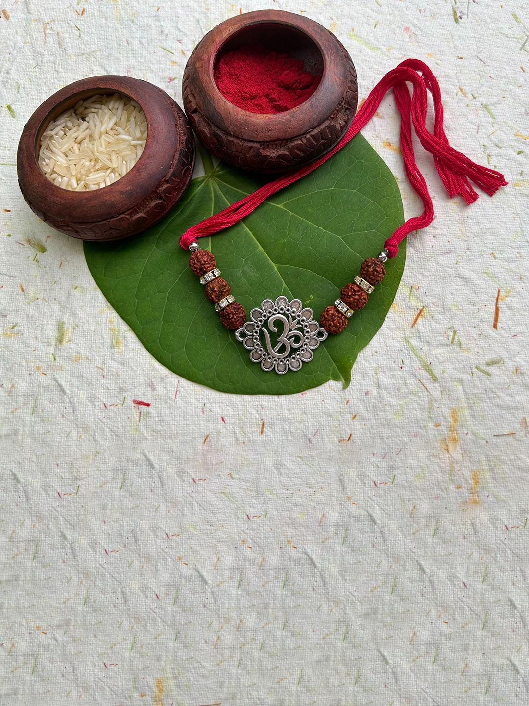 

FIROZA Men The Divine OM Sacred Rakhi, Silver