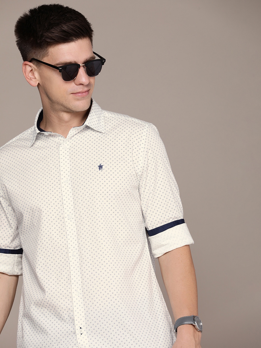 

French Connection Pure Cotton Slim Fit Casual Shirt, White