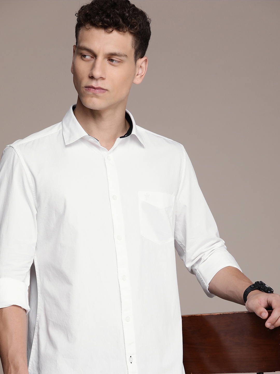 

French Connection Pure Cotton Slim Fit Opaque Casual Shirt, White