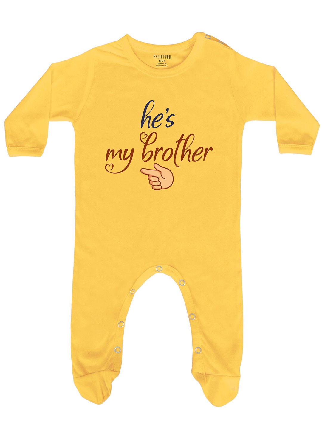 

FFLIRTYGO Infant Kids Typography Printed Cotton Sleepsuit, Yellow