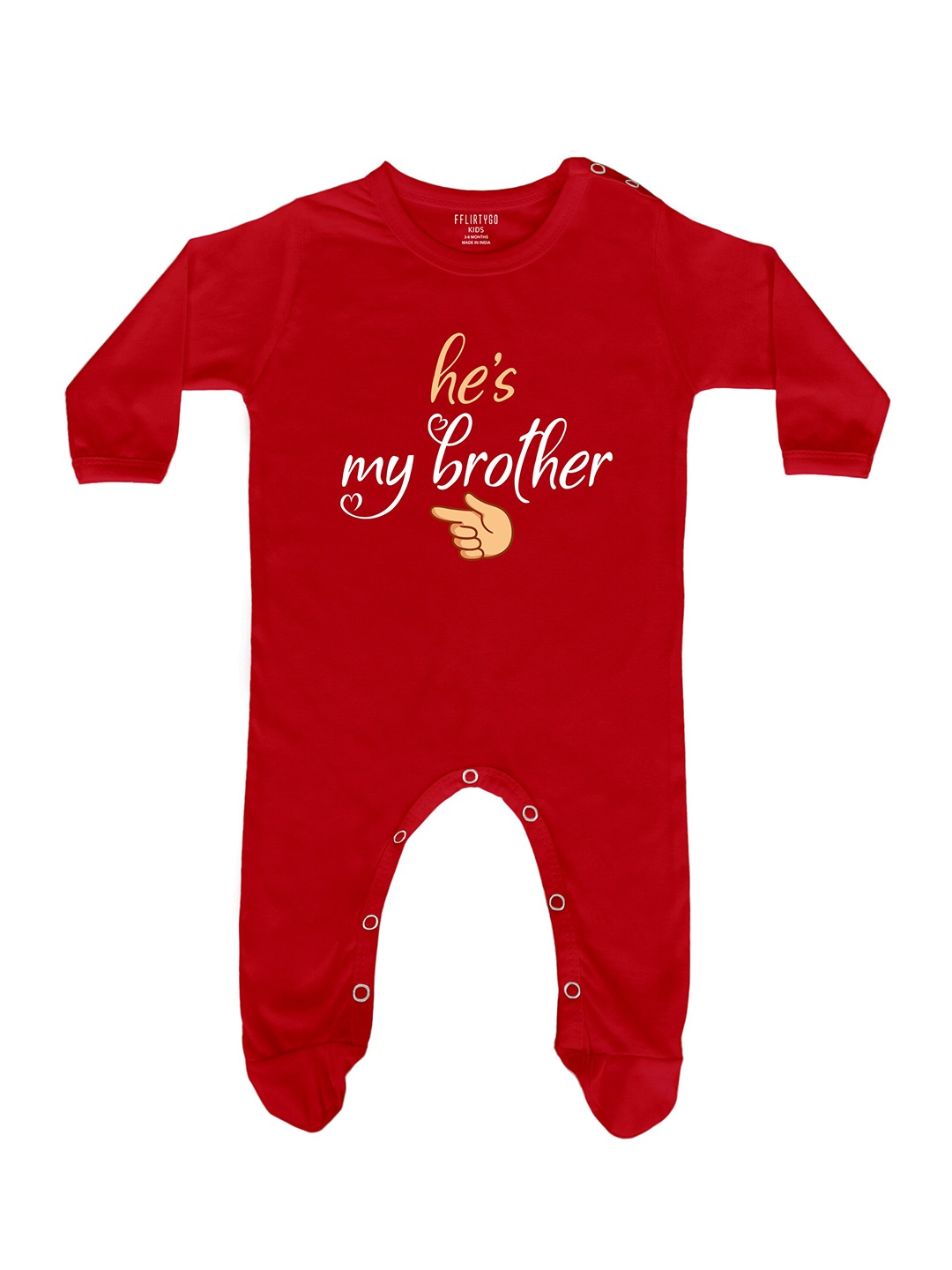 

FFLIRTYGO Infant Rakhi Special Printed Cotton Sleepsuit, Red