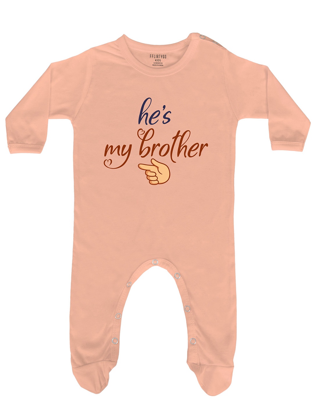 

FFLIRTYGO Infants Printed Pure Cotton Sleepsuits, Peach