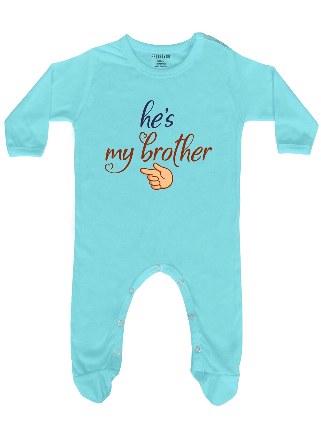 

FFLIRTYGO Infants Printed Pure Cotton Sleepsuits, Turquoise blue