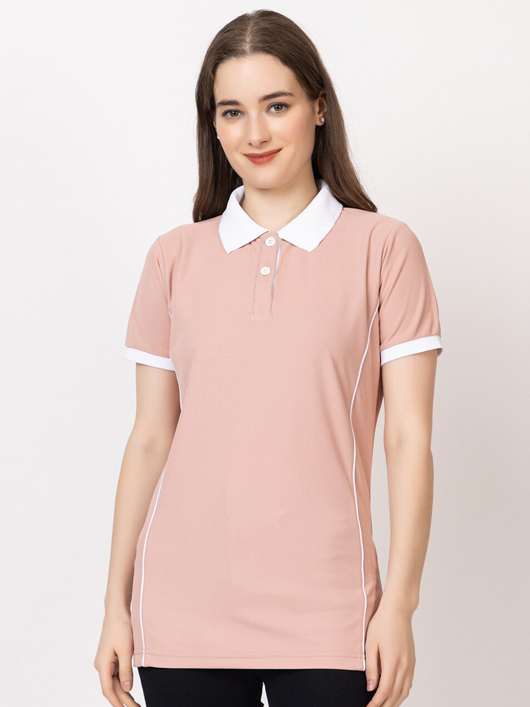 

KEPA Polo Collar Short Sleeves Cotton T-shirt, Peach