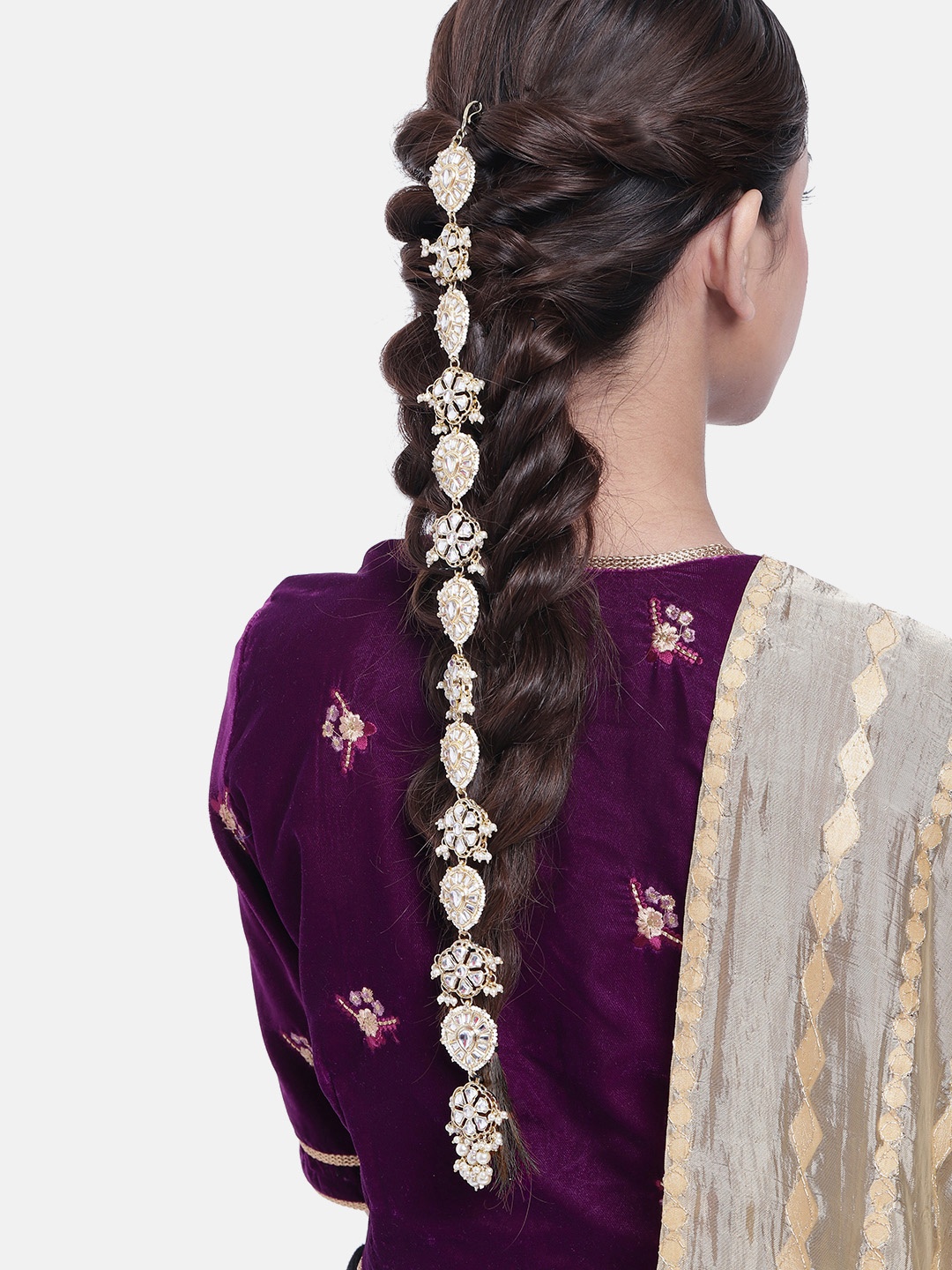 

LAIDA Gold-Plated Kundan Studded Head Chains