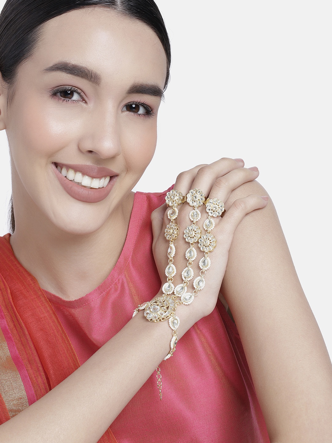 

LAIDA Women Oxidised Gold-Plated Ring Bracelet