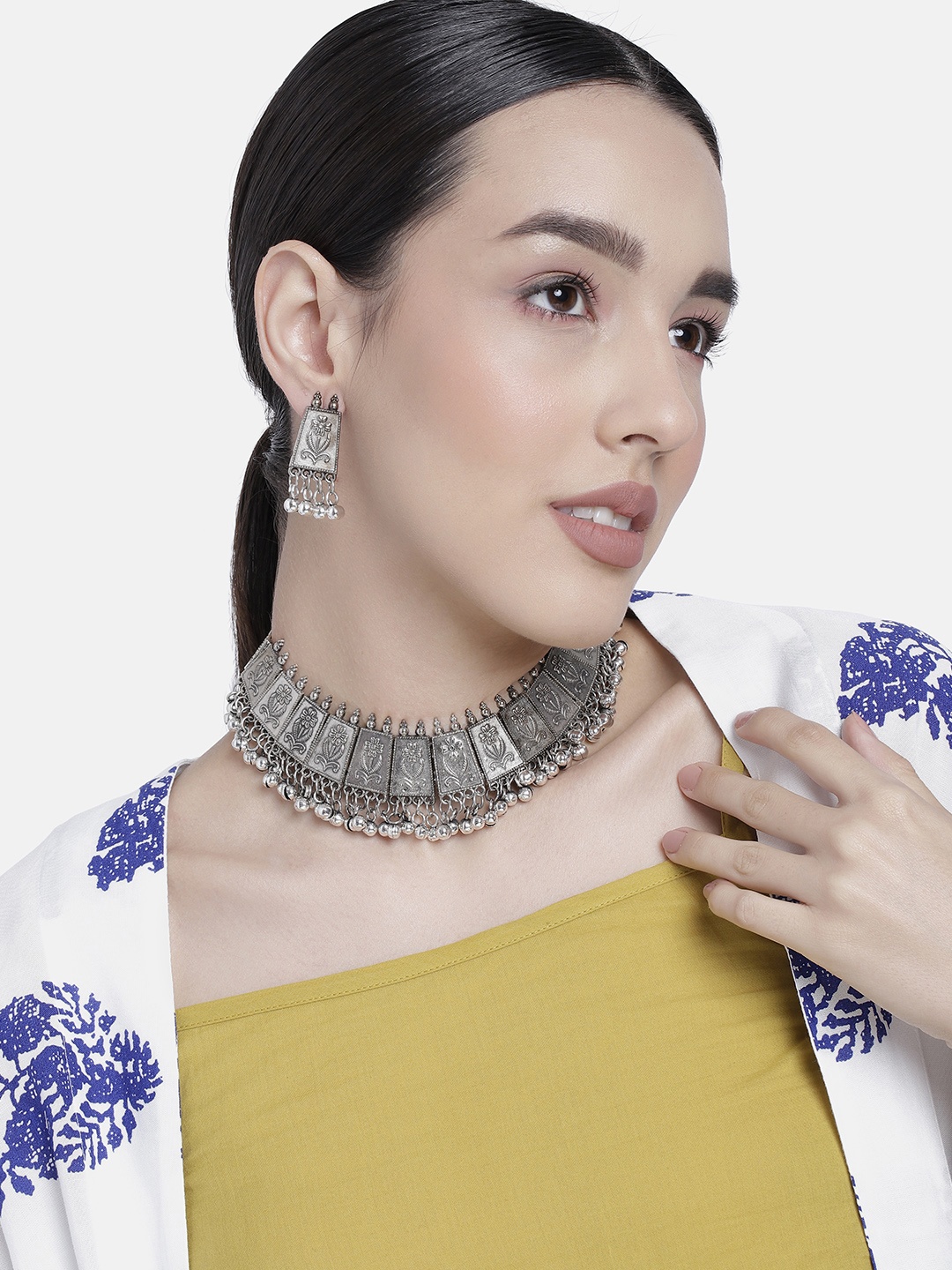 

LAIDA Silver-Plated Oxidised Jewellery Set