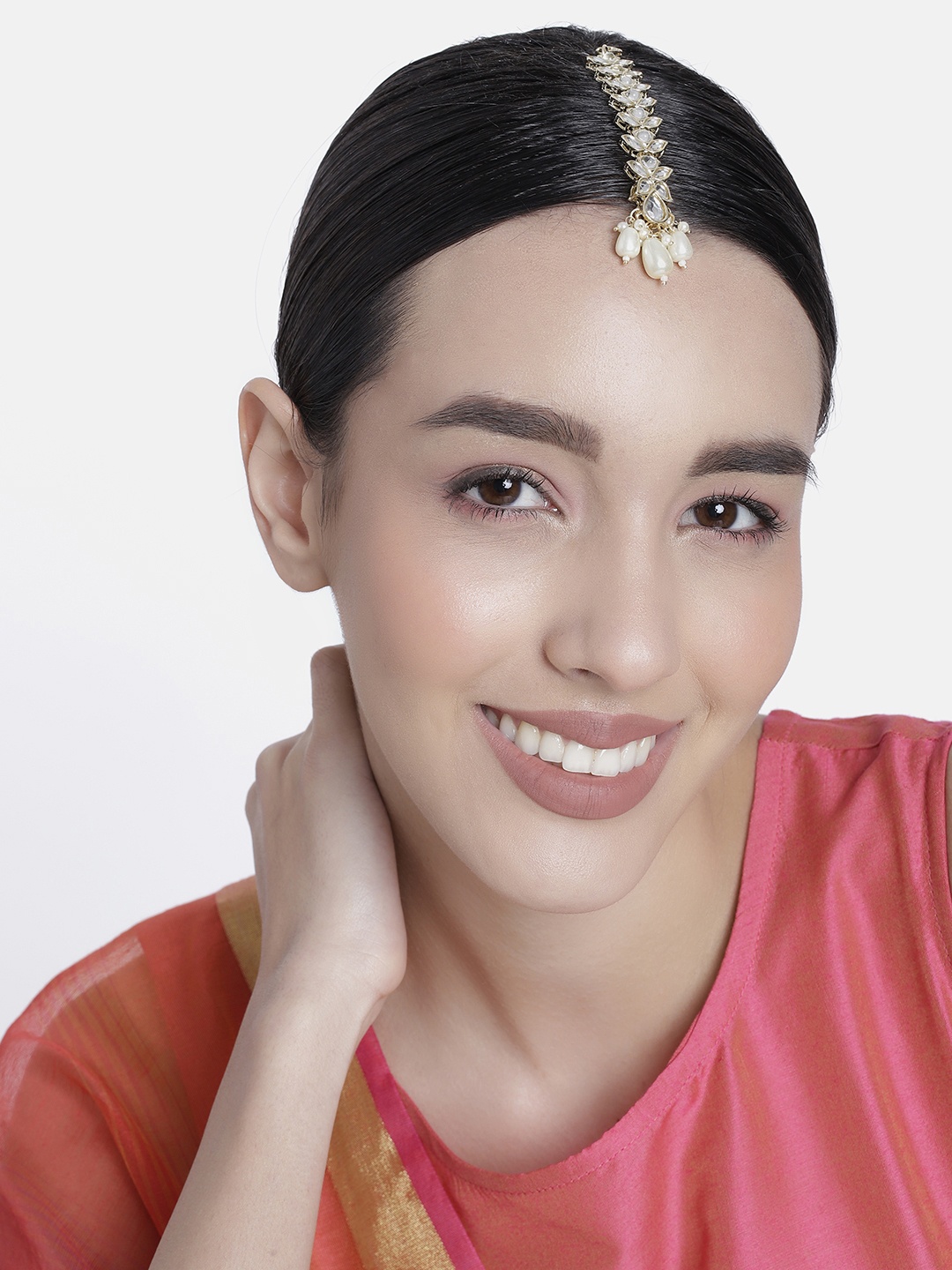 

LAIDA Gold-Plated Artificial Stones-Studded Maang Tikka
