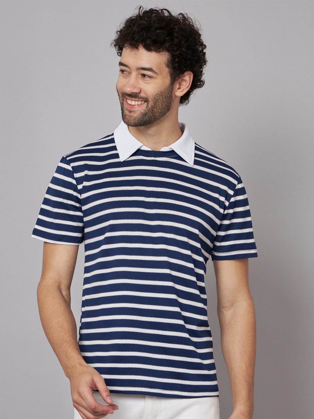 

BAESD Striped Polo Collar Dri-FIT T-shirt, Blue