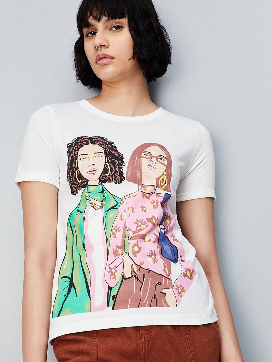 

max Graphic Printed Pure Cotton T-shirt, White