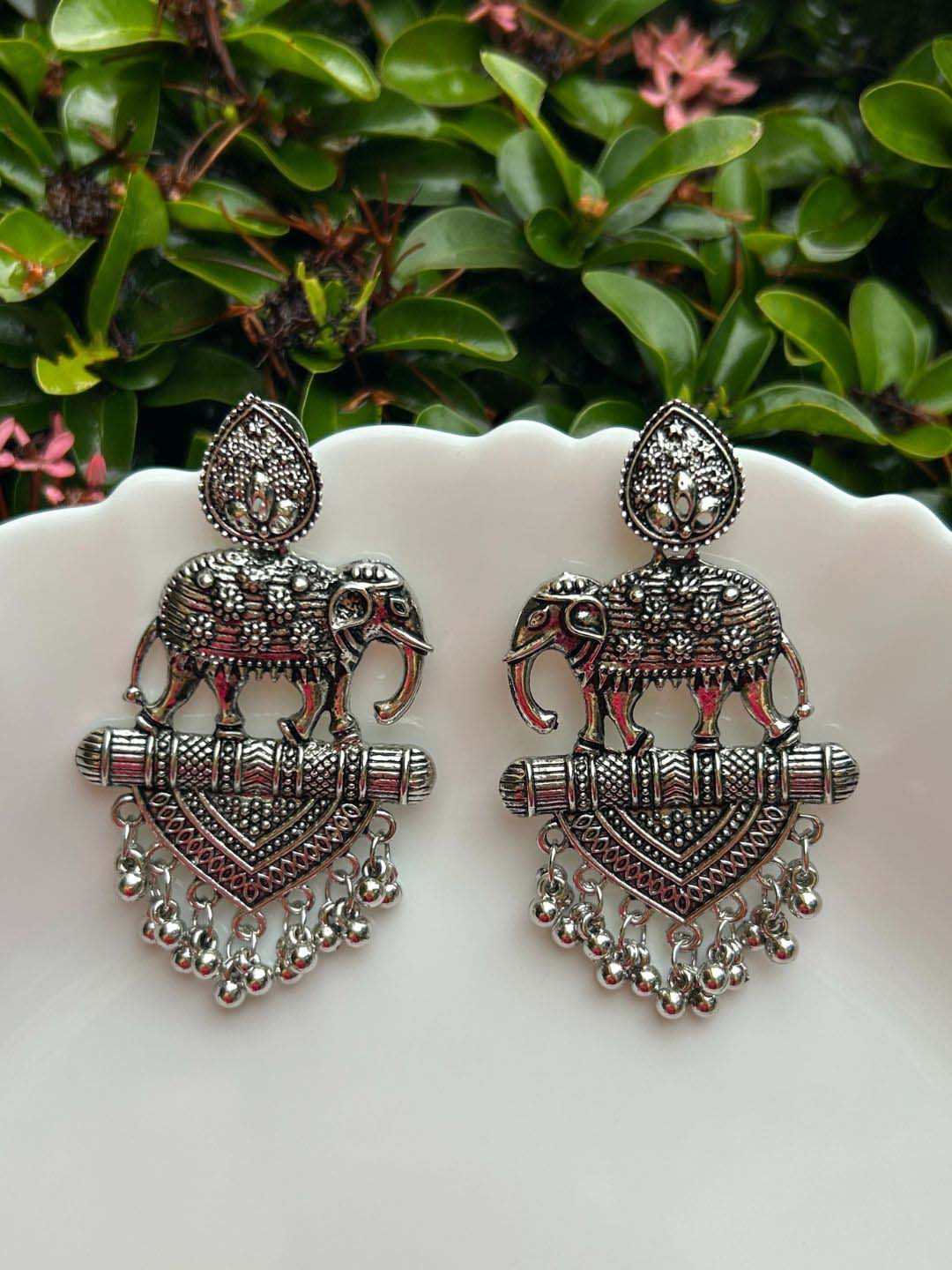 

LAIDA Silver-Plated Oxidised Classic Drop Earrings