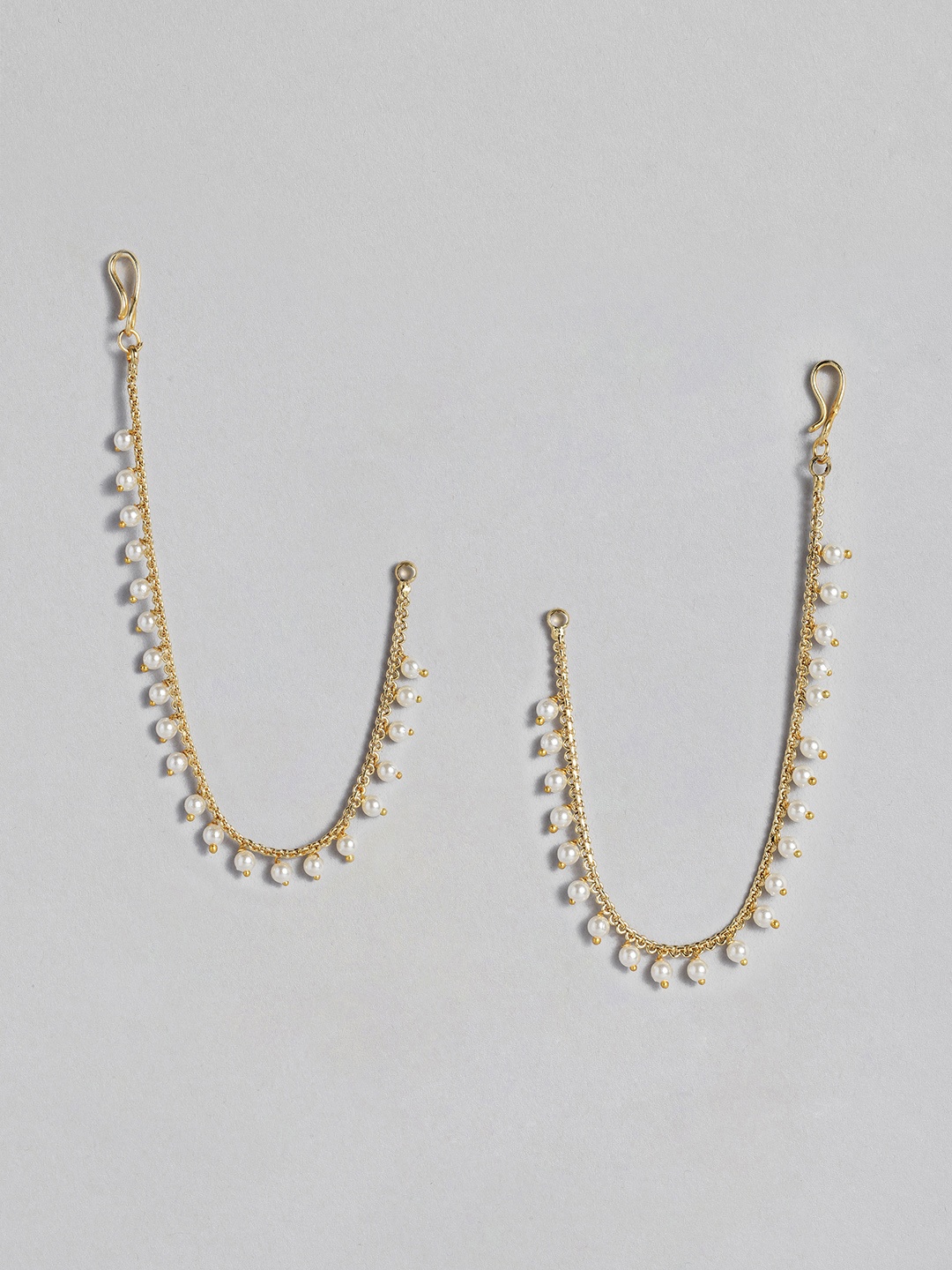 

LAIDA Gold-Plated Pearls-Studded Classic Ear Cuff Earrings