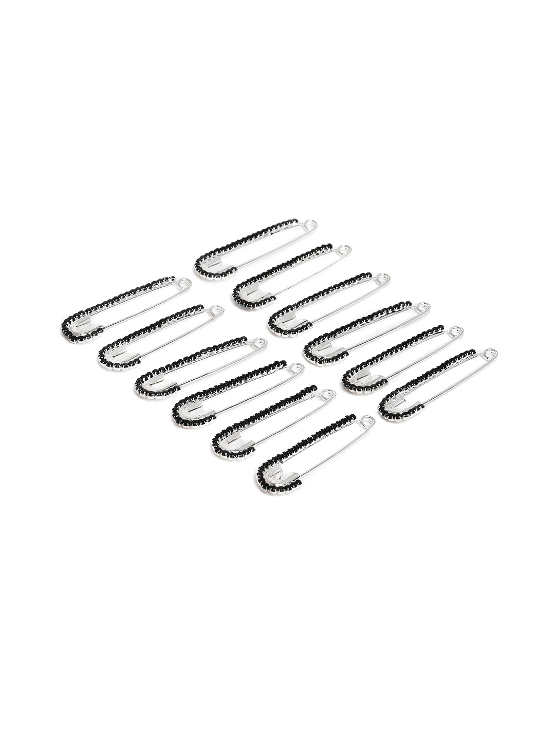 

LAIDA Set of 12 Rhinestone-Studded Saree Safety Pins, Black