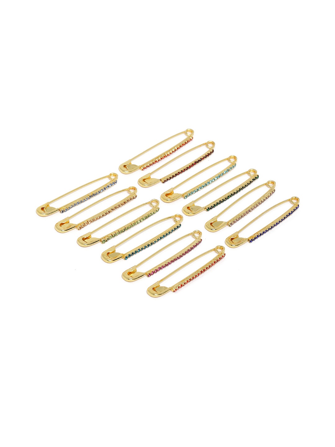 

LAIDA Set of 12 Rhinestone-Studded Saree Safety Pins, Multi