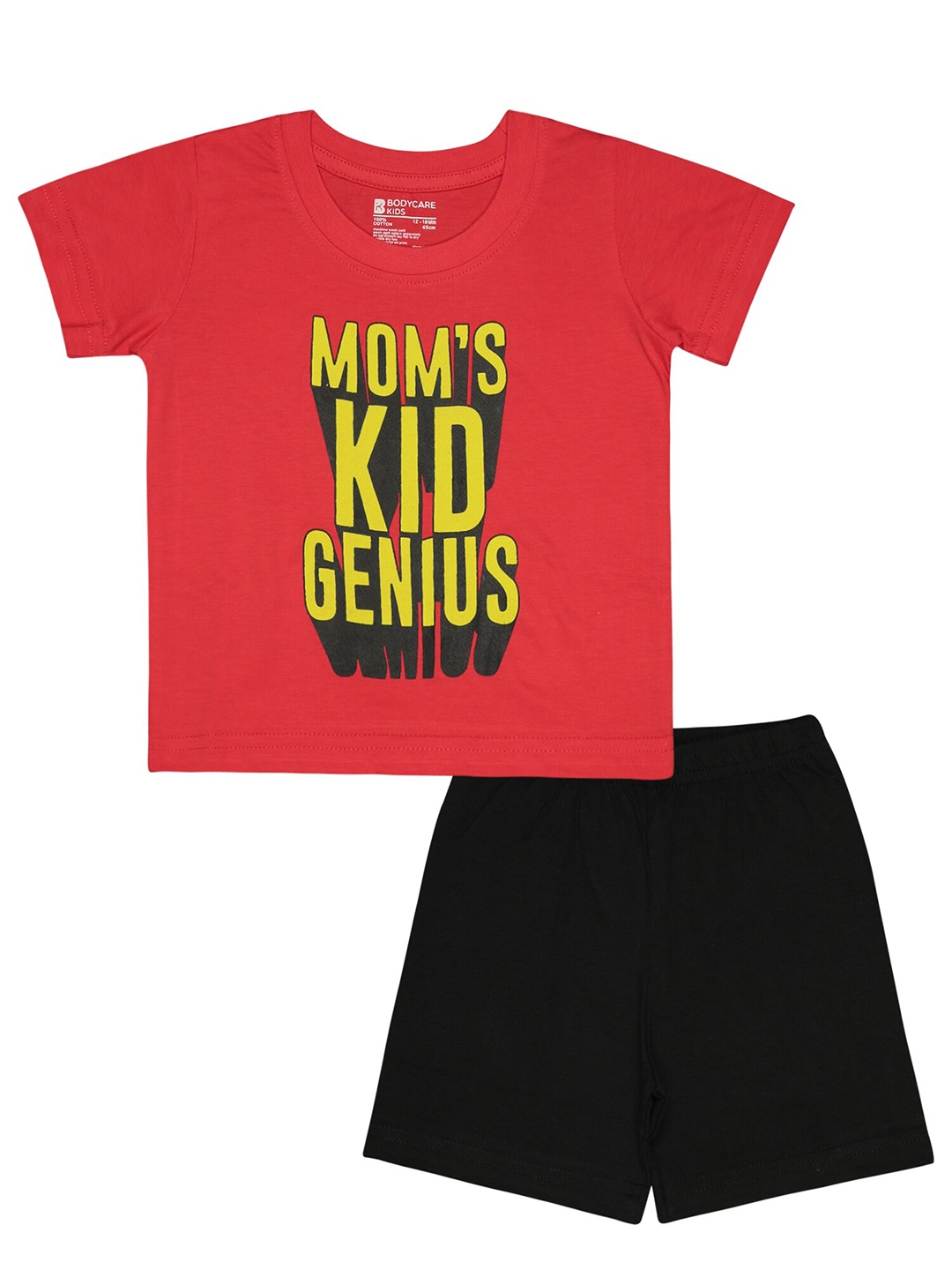 

Bodycare Kids Boys Printed Pure Cotton T-shirt with Shorts, Red
