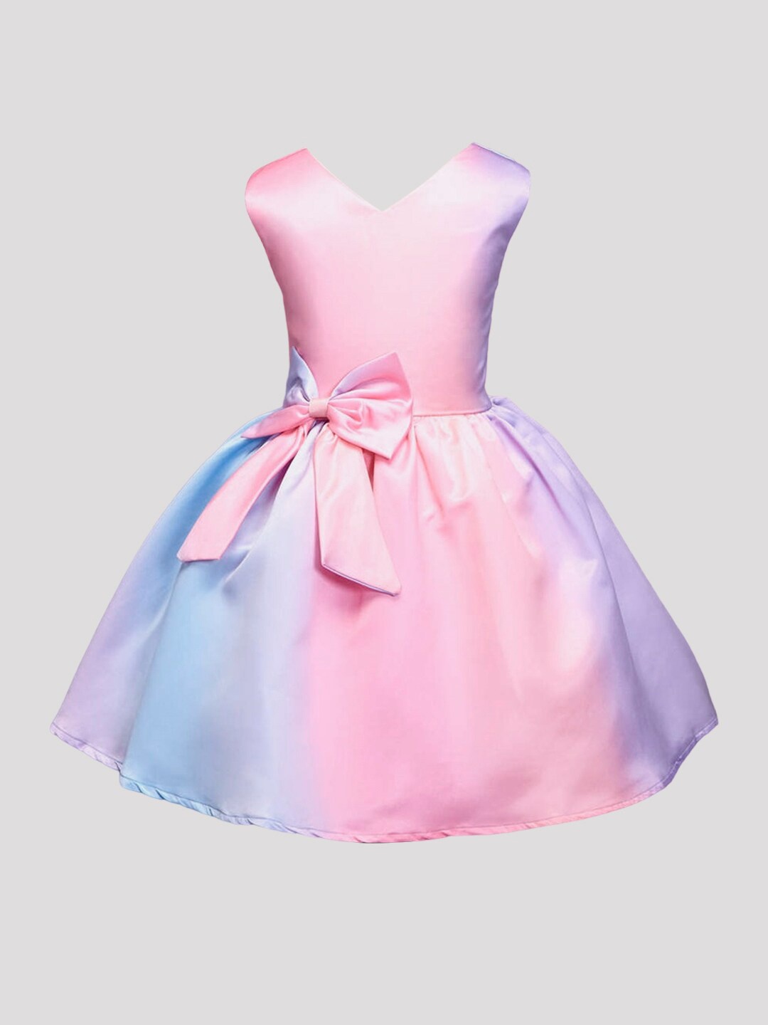 

The Magic Wand Girls Abstract Printed Bow Detail Net Fit & Flare Dress, Pink