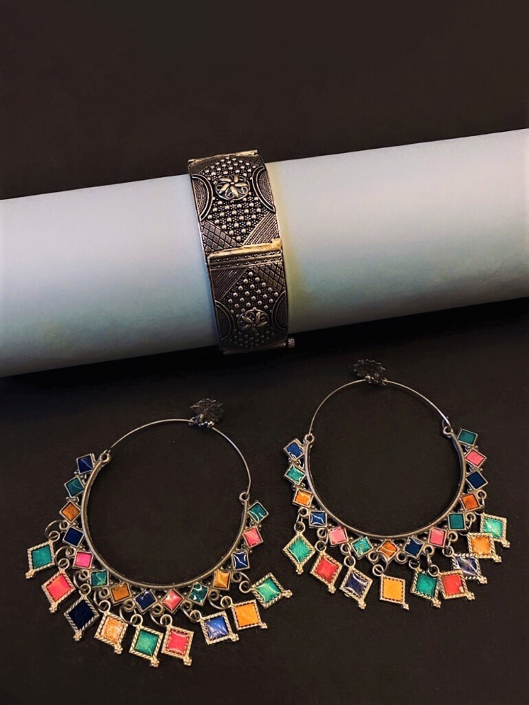 

ATIBELLE Silver-Plated Stone Studded Jewellery Set
