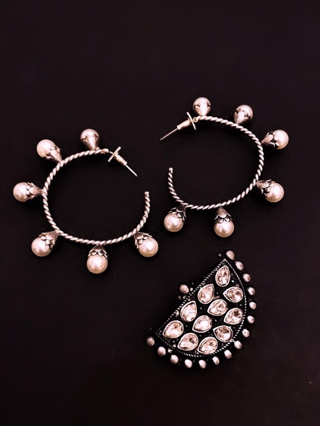

ATIBELLE Silver-Plated Stone-Studded Jewellery Set