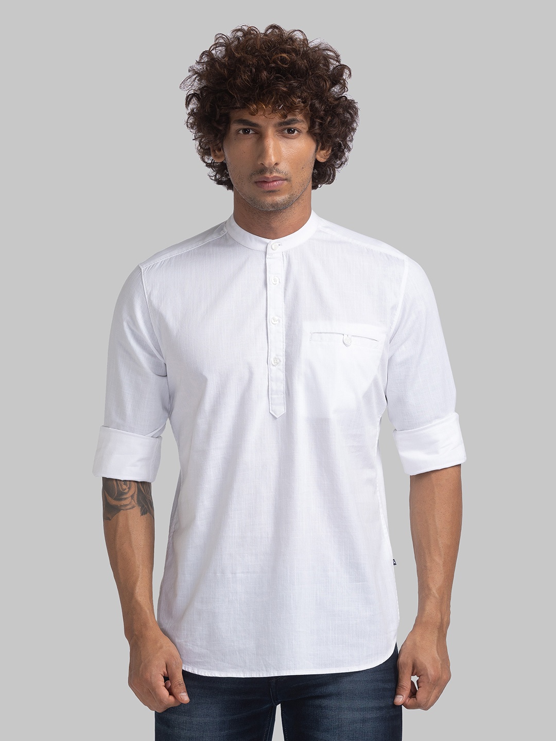 

Parx Pure Cotton Self Design Slim Fit Textured Casual Shirt, White