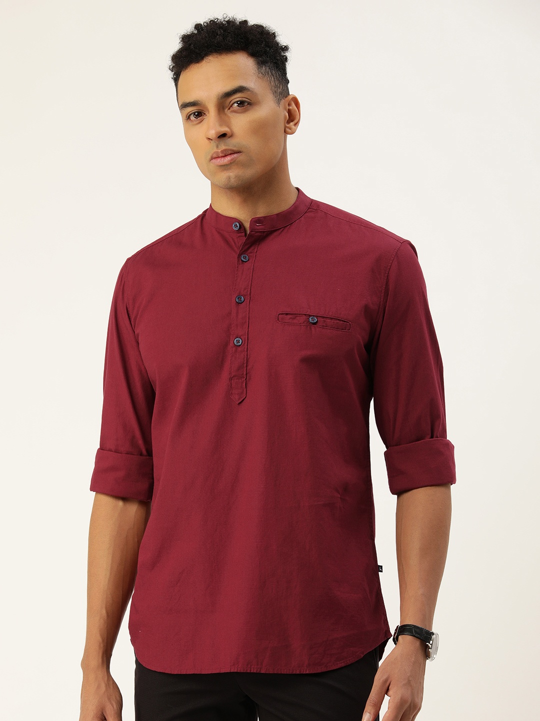 

Parx Pure Cotton Slim Fit Opaque Casual Shirt, Maroon