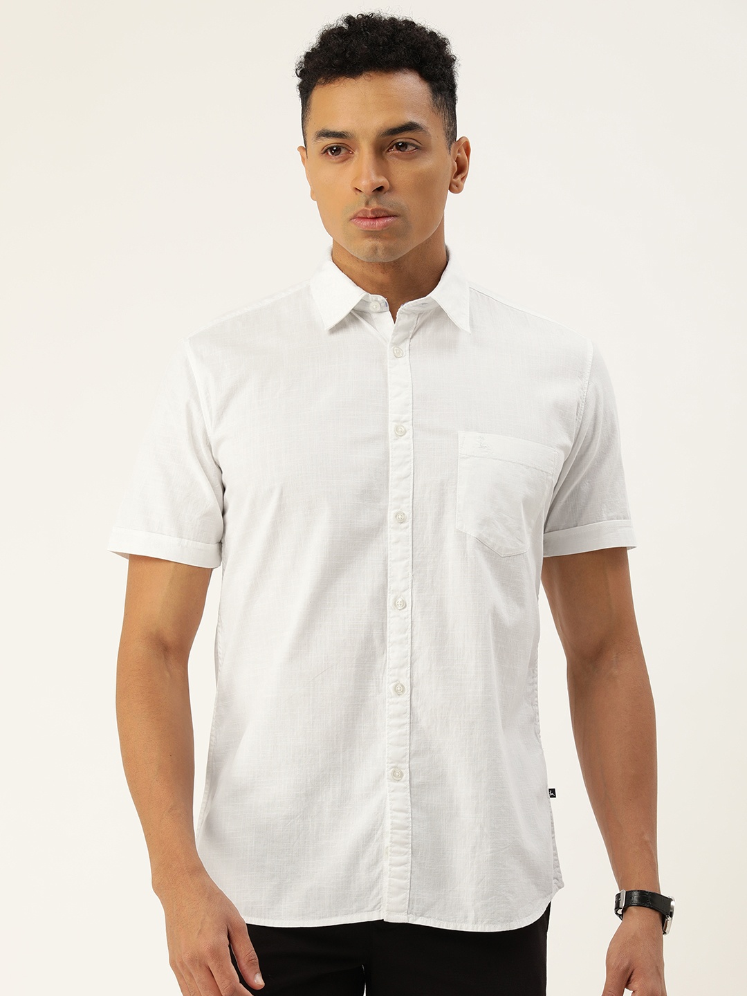 

Parx Pure Cotton Slim Fit Opaque Casual Shirt, White