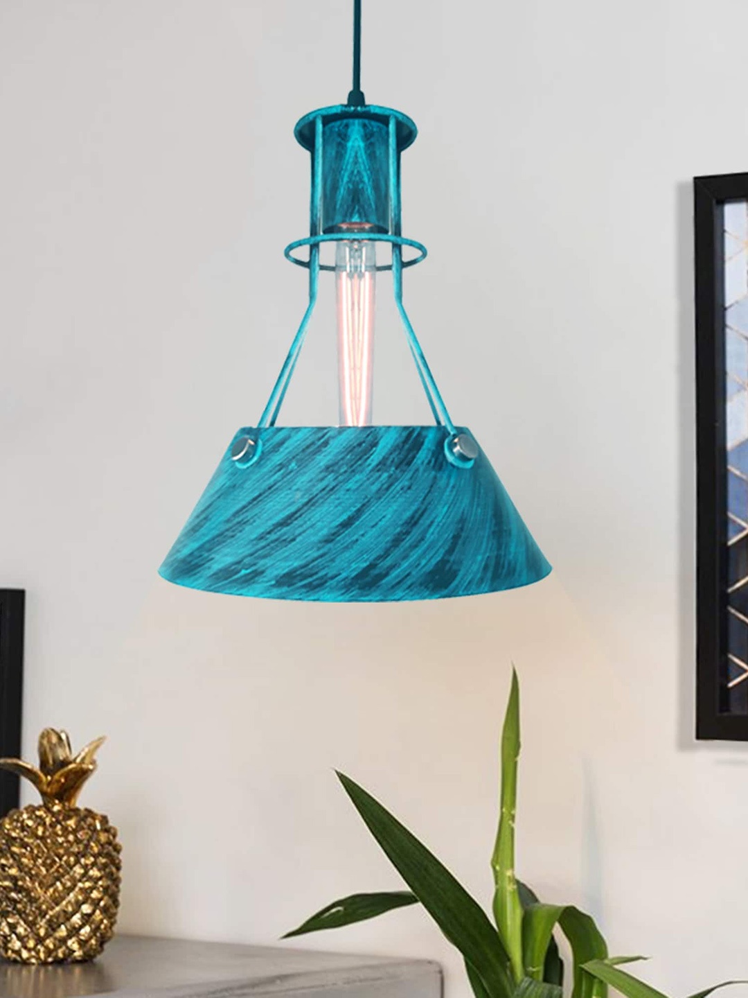 

Homesake Blue Printed Metal Ceiling Lamp