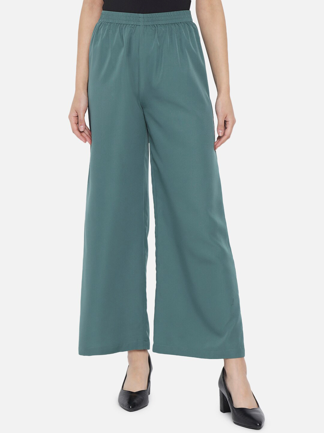 

BAESD Women Mid Rise Straight Palazzos, Green