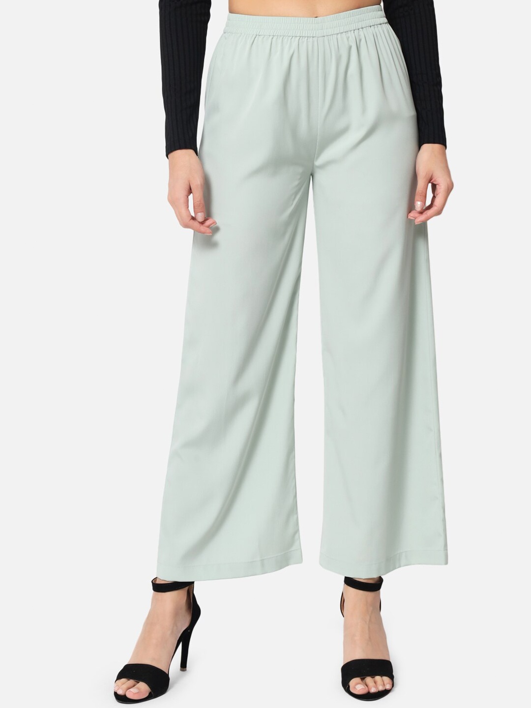 

BAESD Mid Rise Straight Palazzos, Sea green