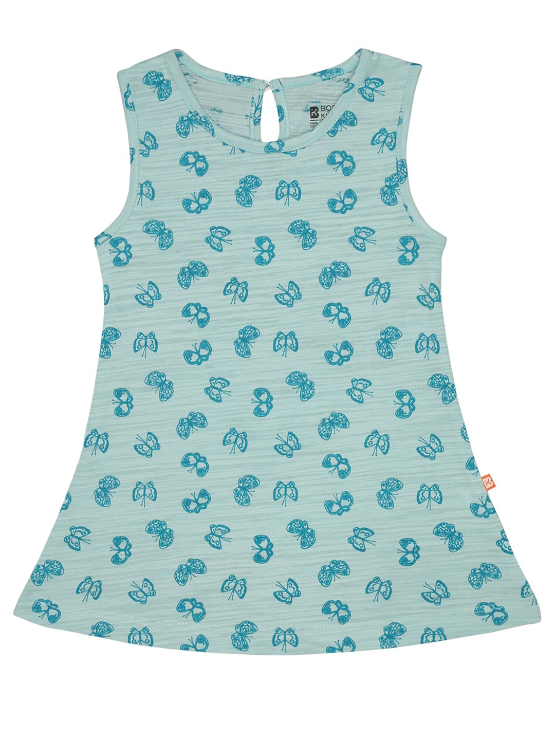 

Bodycare Girls Conversational Printed Round Neck A-Line Dress, Blue