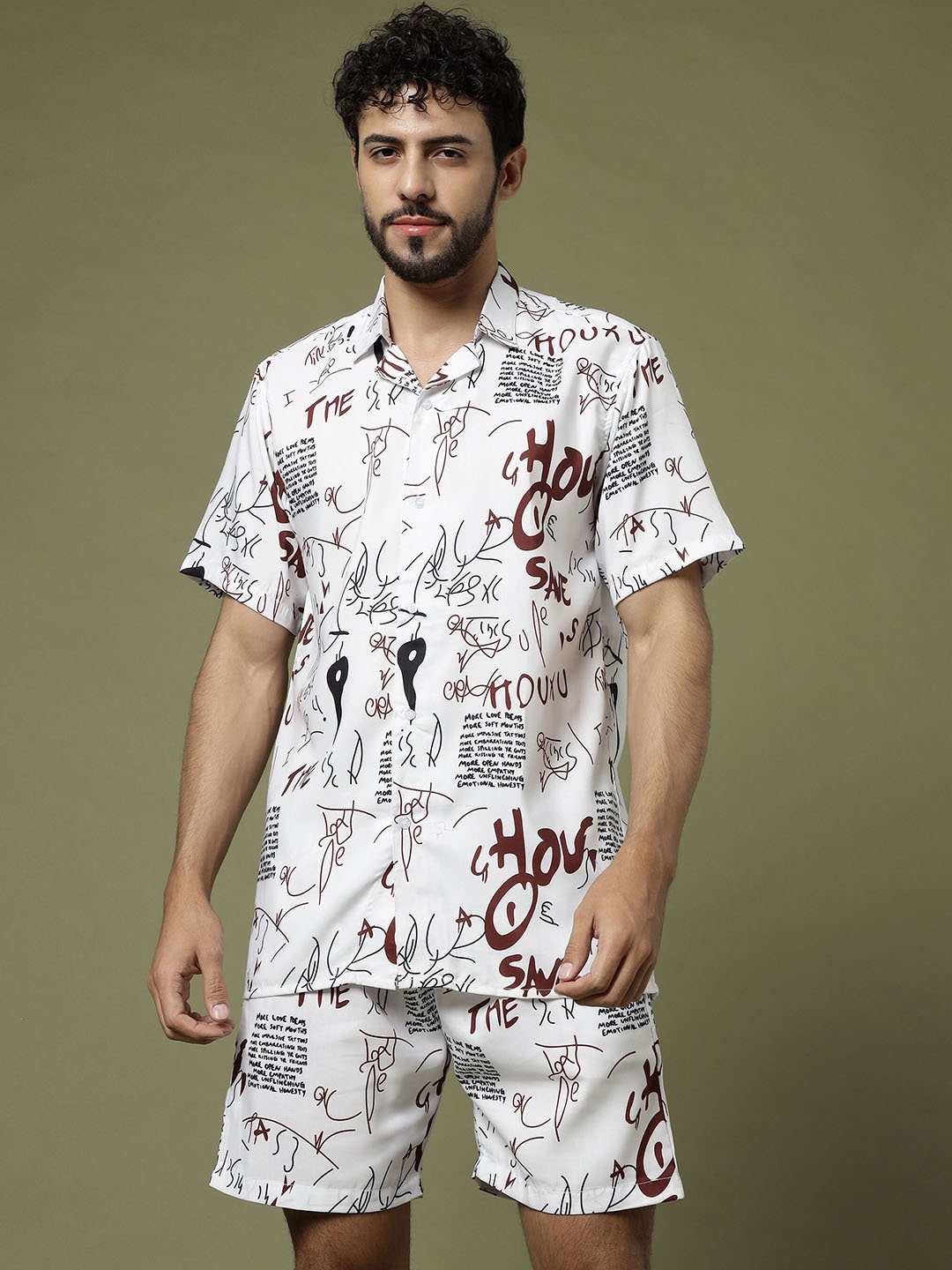 

Vrundavan ethics Printed Shirt & Shorts, White