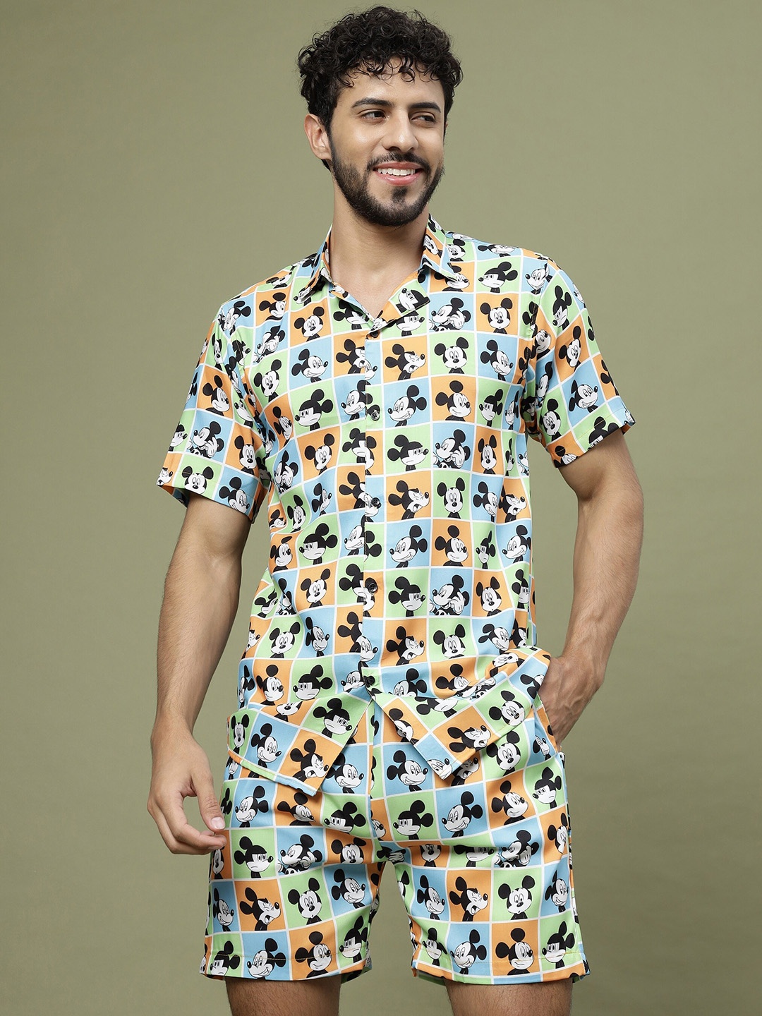 

Vrundavan ethics Mickey Mouse Printed Shirt & Shorts, Blue