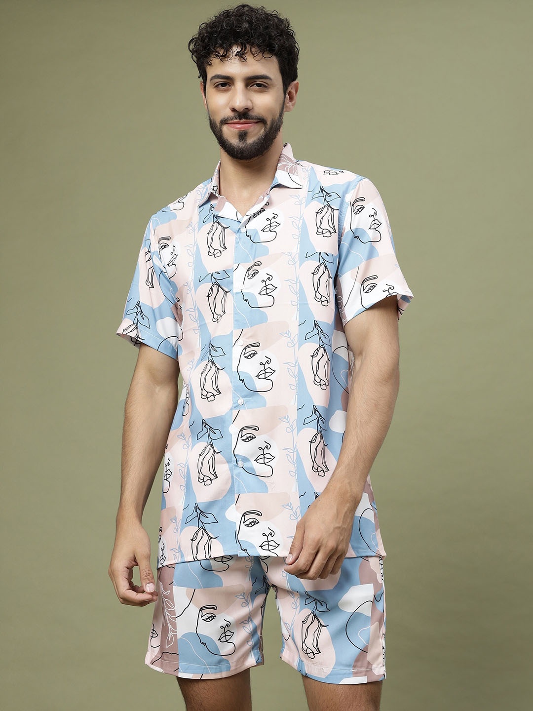

Vrundavan ethics Printed Shirt With Shorts, Beige