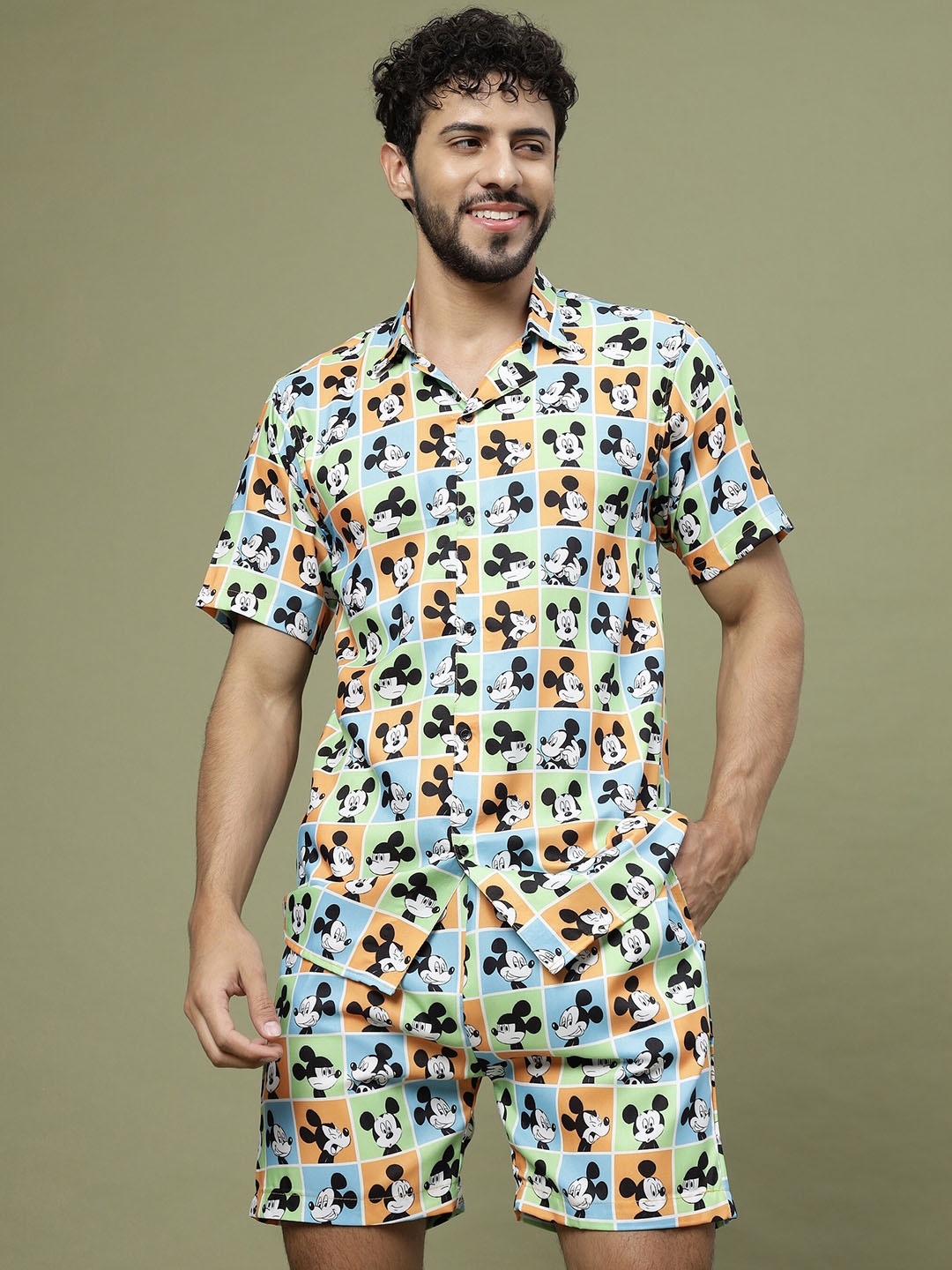 

Vrundavan ethics Mickey Mouse Printed Short Sleeves Shirt & Shorts, Green
