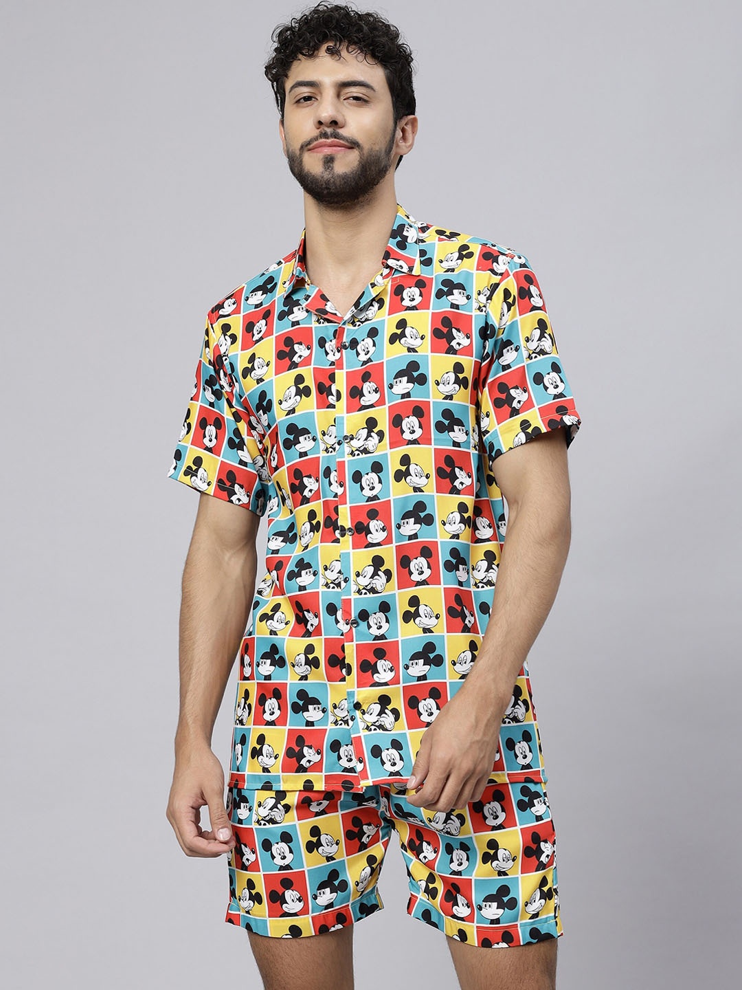 

Vrundavan ethics Mickey Printed Shirt & Short Co-Ord Set, Yellow