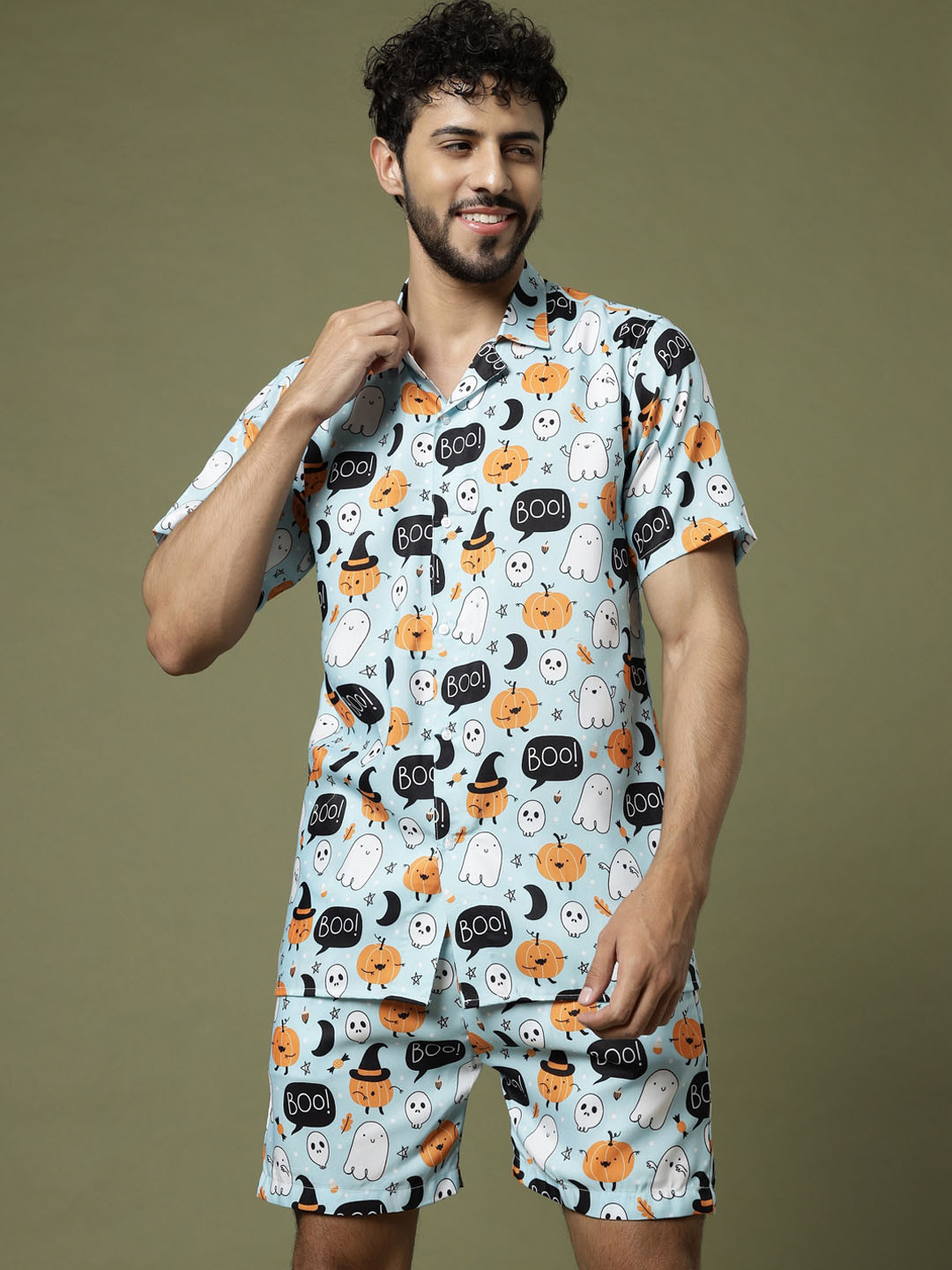 

Vrundavan ethics Conversational Printed Shirt & Short, Blue