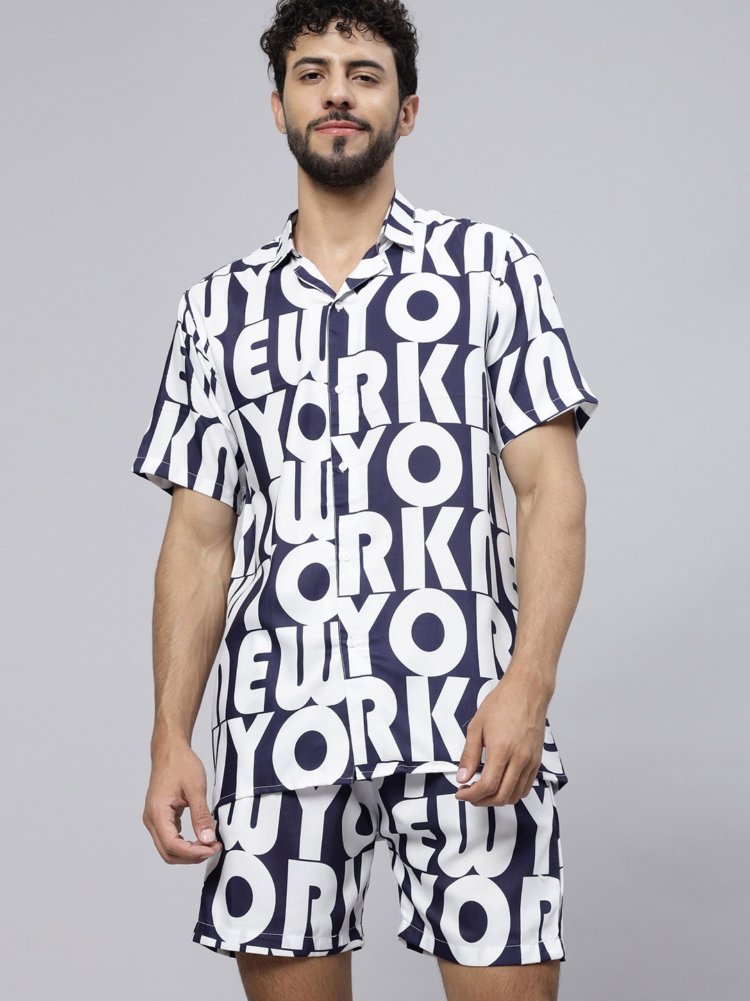 

Vrundavan ethics Typography Printed Shirt & Short Co-Ord Set, White