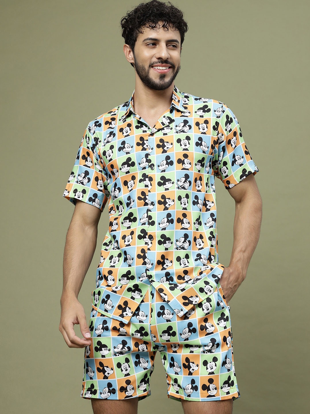

Vrundavan ethics Mickey Mouse Printed Shirt & Short, Green