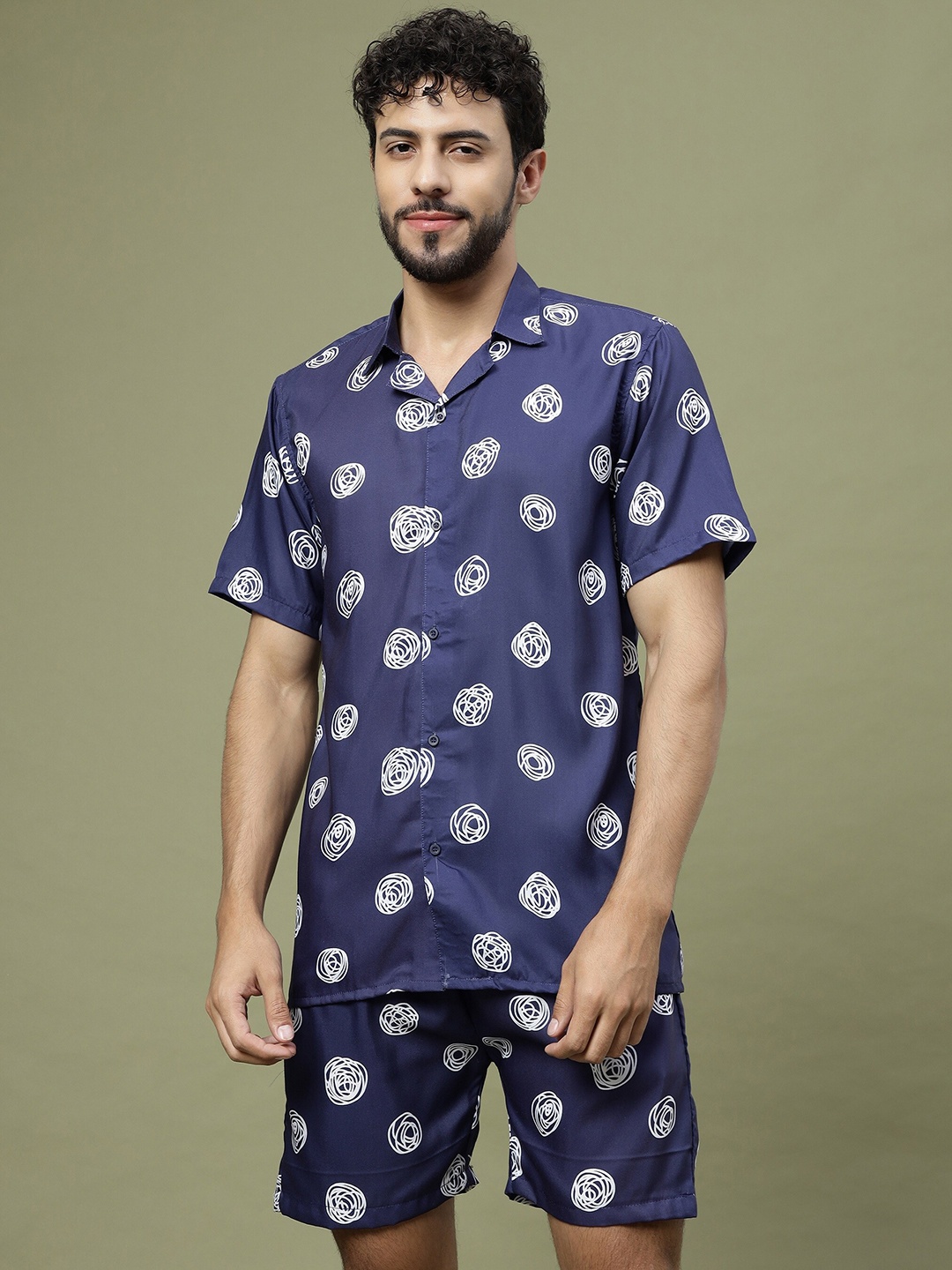 

Vrundavan ethics Printed Shirt With Shorts, Blue