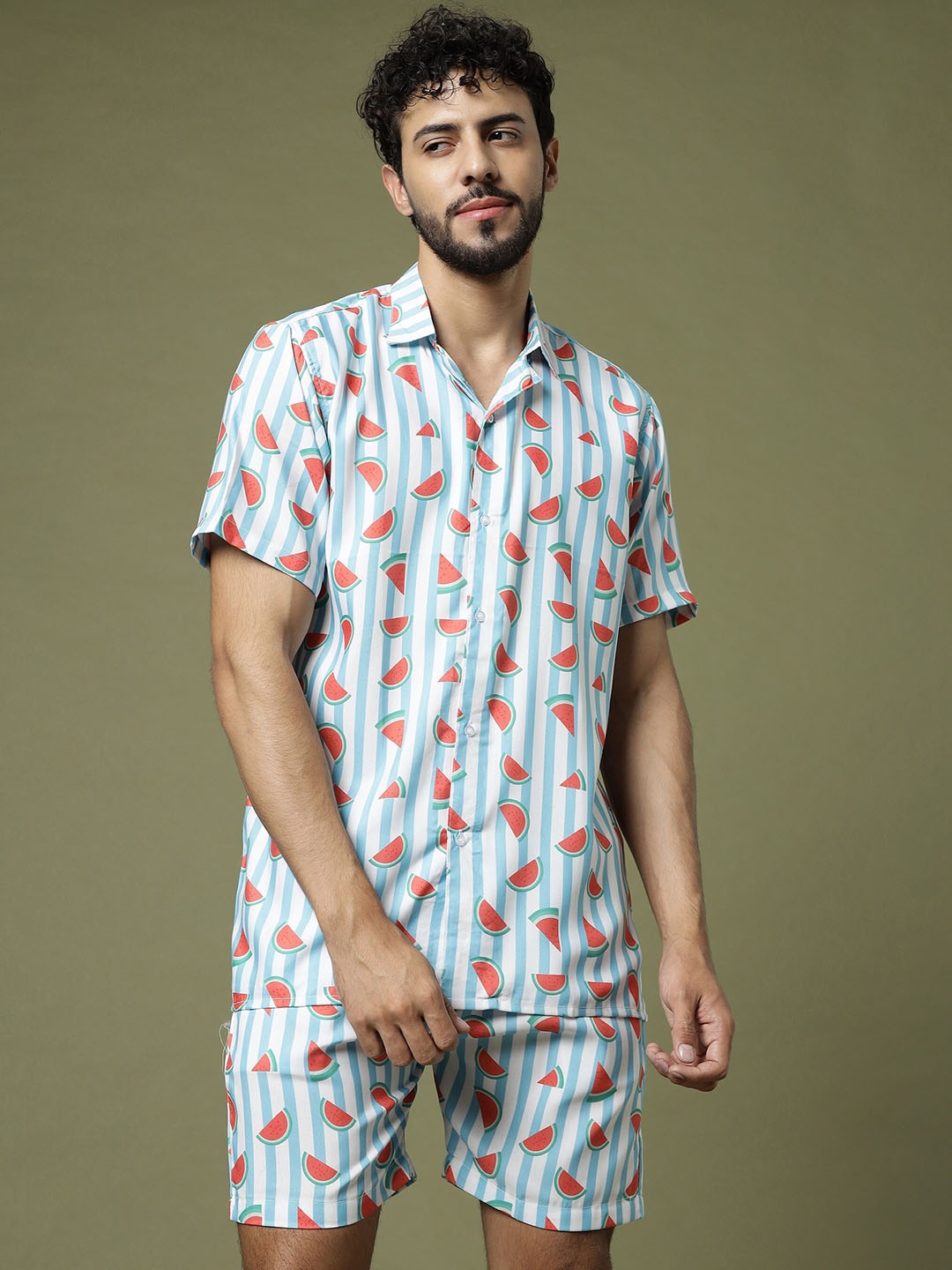 

Vrundavan ethics Printed Shirt With Shorts, White