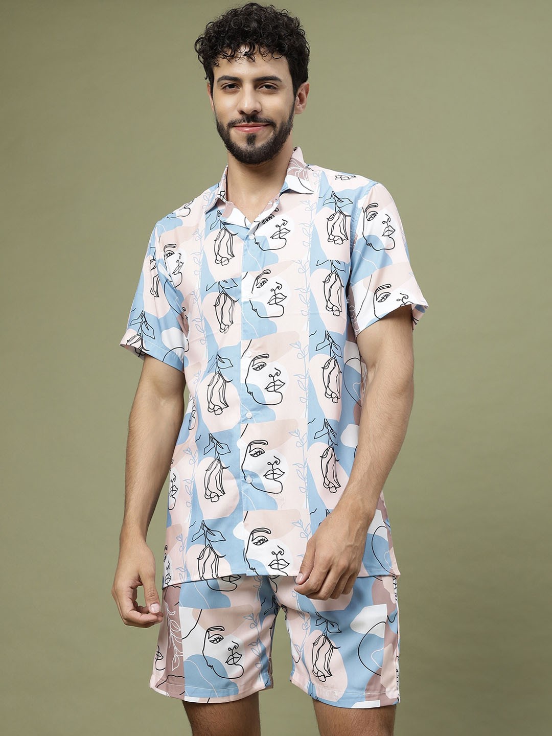 

Vrundavan ethics Abstract Printed Shirt & Shorts Co-Ord Set, Grey