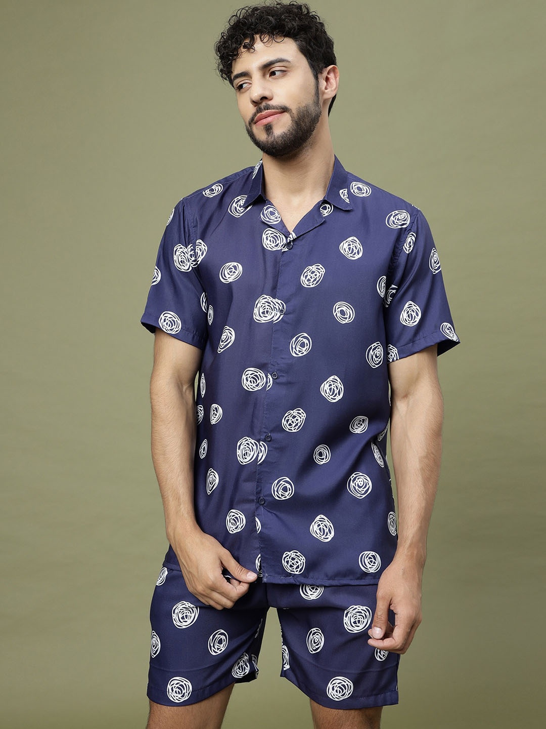 

Vrundavan ethics Conversational Printed Shirt & Shorts Co-Ords Set, Blue