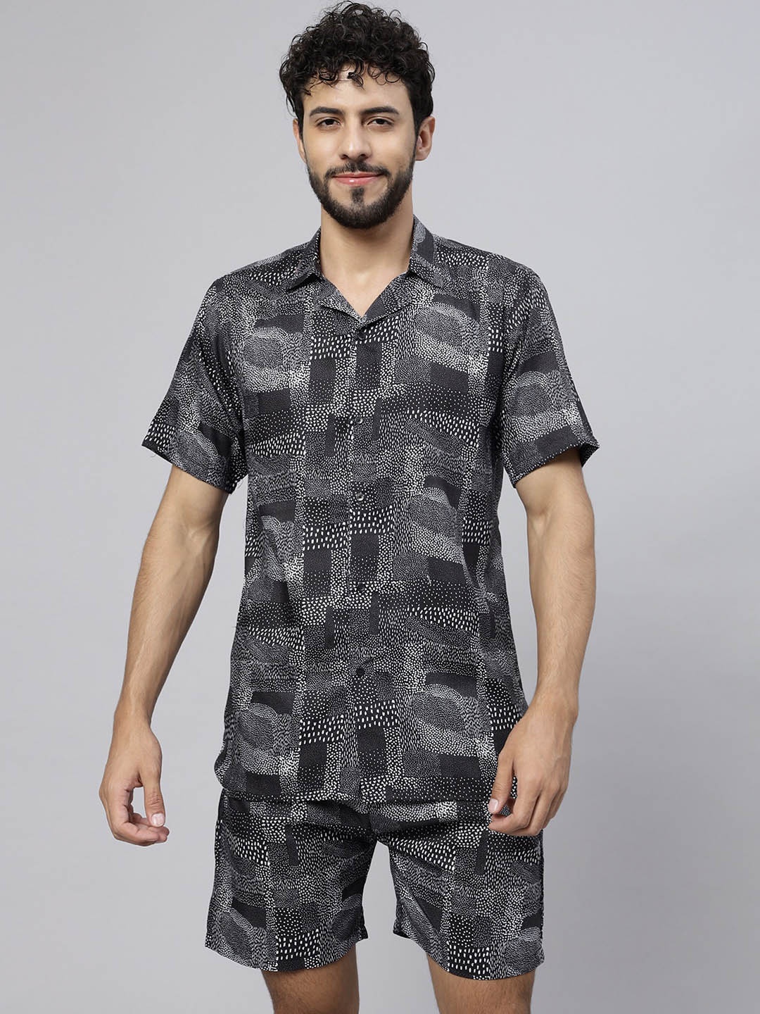 

Vrundavan ethics Printed Shirt With Shorts Co-Ords, Black