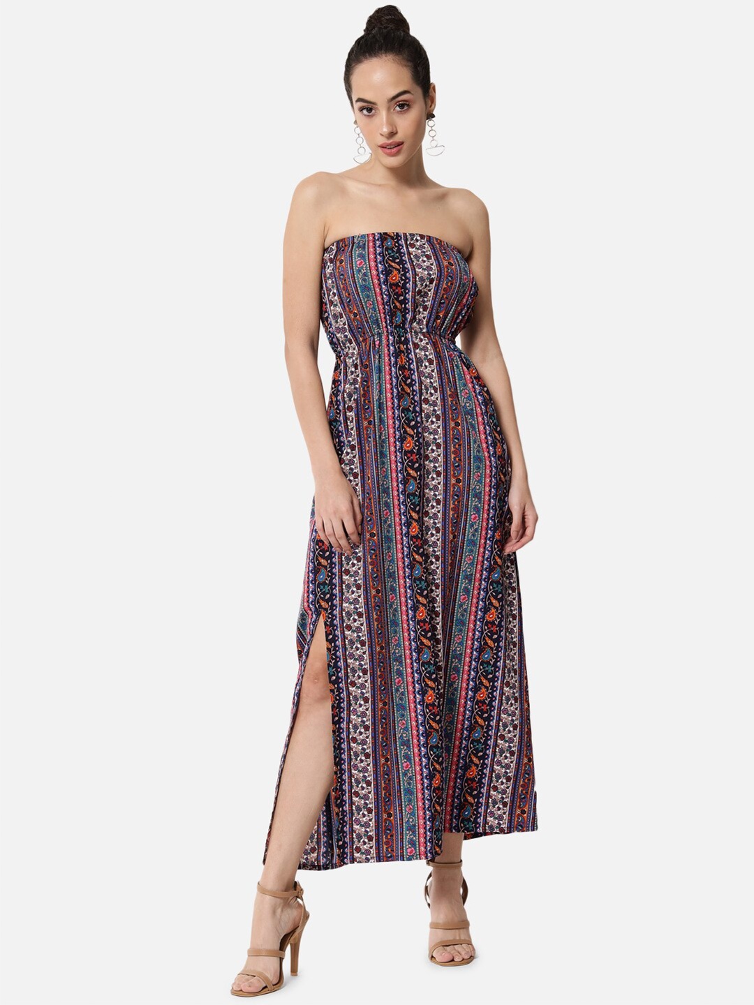 

BAESD Tribal Printed Fit & Flare Maxi Dress, Black