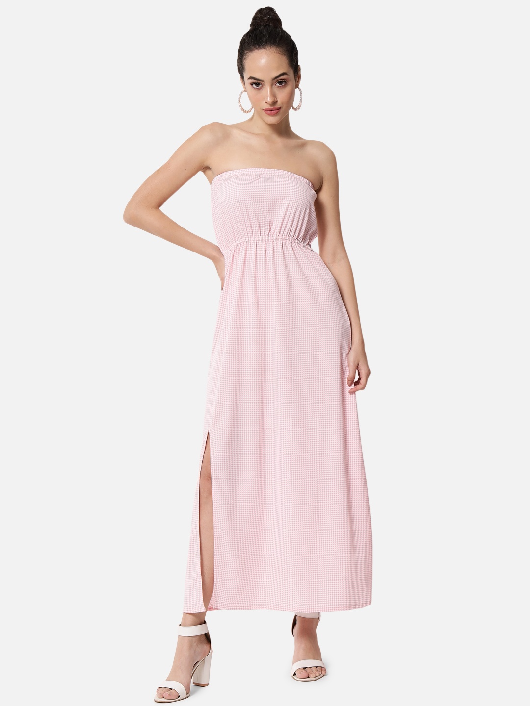 

BAESD Conversational Printed Fit & Flare Maxi Dress, Pink