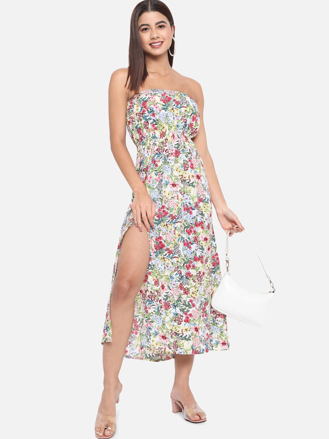 

BAESD Floral Printed Fit & Flare Midi Dress, Red