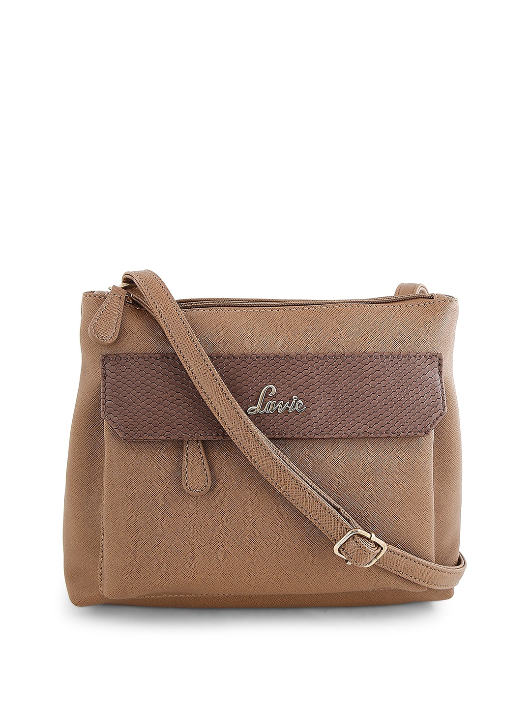 

Lavie Jeffrey Croc Women Brown Solid Flap Sling Bag